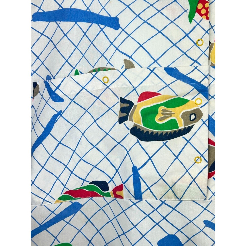 Levis Sportswear Vintage 1980's Fish Print Oversize Unisex Cotton Shirt XL - Picture 12 of 16